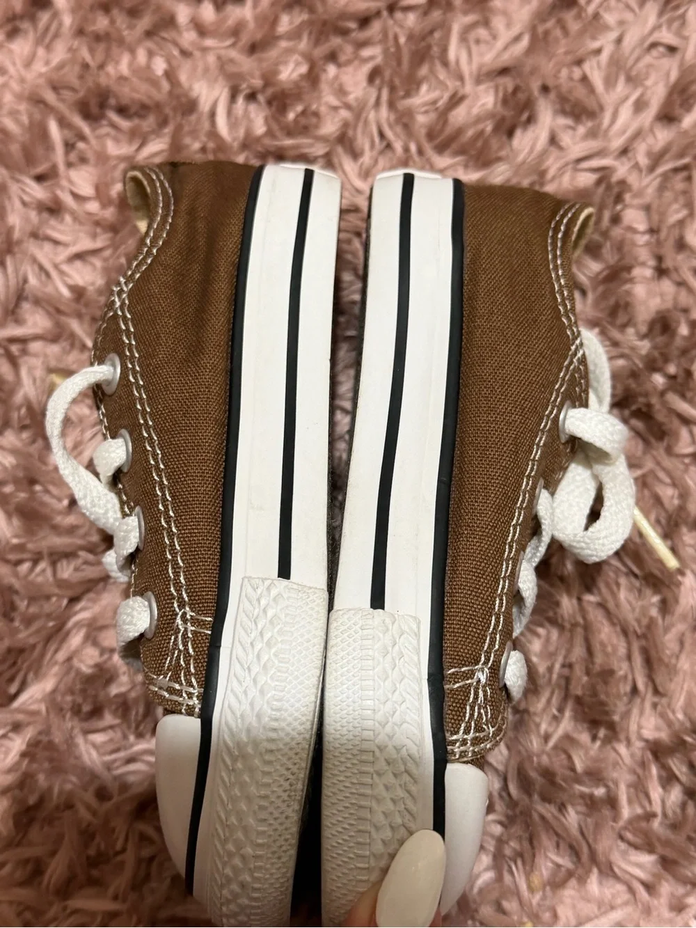 Converse Kids Brown and White Canvas Low-Top Sneakers